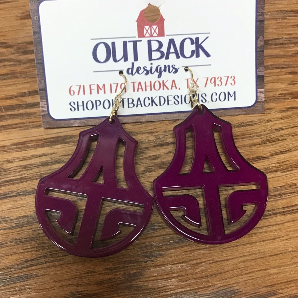 Purple Acrylic Hypoallergenic Fishhook Earrings